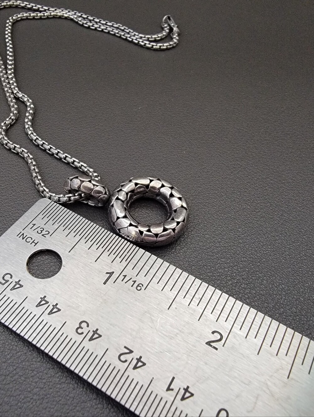 925 Sterling Silver Rotating Donut Pendant Necklace | Spinner Circle Pendant - Picture 5 of 6